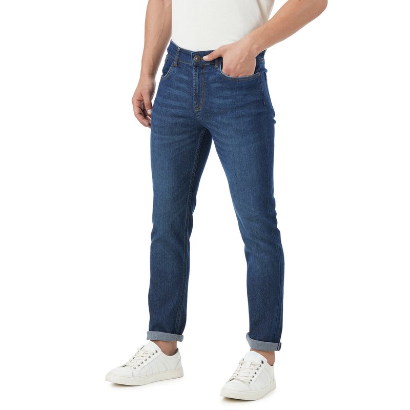 inkd جينز رجالي عادي - متوسط الارتفاع | مزيج القطن | قماش قابل للتمدد | تصميم كلاسيك 5 بوكت - Image 5